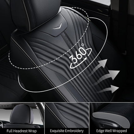 FLORICH Housses de Siège Avant, Housses de Siège en Cuir pour Camions Couverture Complète Housse de Siège de Voiture Étanche Coussin de Siège de Voiture Ajustement Universel pour la Plupart des Voitures Camions VUS, Noir