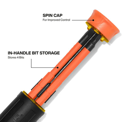 Klein Tools 32604INS 4-in-1 Insulated Multi-Bit Screwdriver, Multi-Bit Driver with Auto-Locking Collar, 1000V Rated, in-Handle Bit Storage