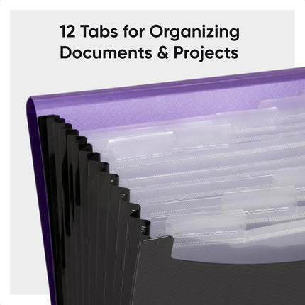 Smead Expanding File, 12 Pockets, Elastic Closure, Letter Size, Wave Pattern Purple/Black (70862)