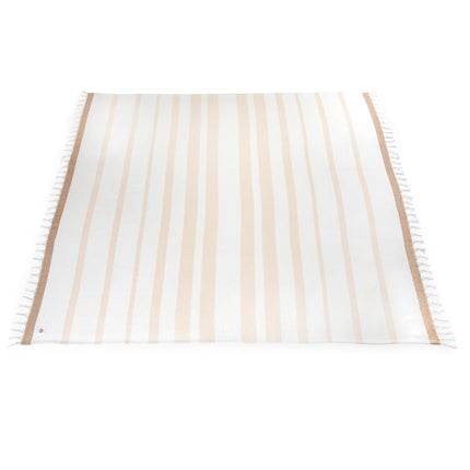 BEACH STATE Oceanside Beach Blanket, 66" x 80", 100% Cotton Premium Picnic Blanket, Oversized Beach Towel with Fringe, Boho Beach Accessories (Driftwood Stripe)