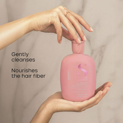 Alfaparf Milano Semi Di Lino Nutritive Low Shampoo - Sulfate, Paraben, Paraffin Free - Moisturizes, Hydrates, and Adds Glossy Shine - 8.45 oz
