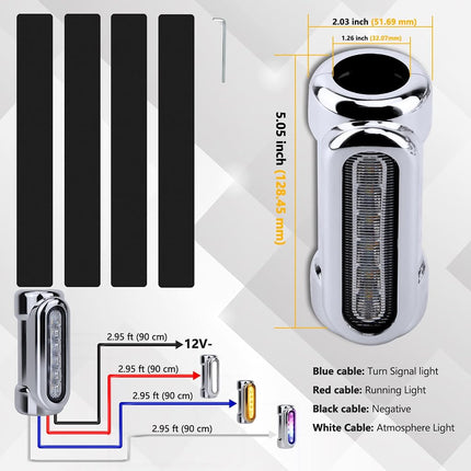 OPL5 Motorcycle Highway Bar Lights Switchback Driving Crash Bar LED Turn Signal Lights for 1-1/4 Inch Touring Bikes (Silver)