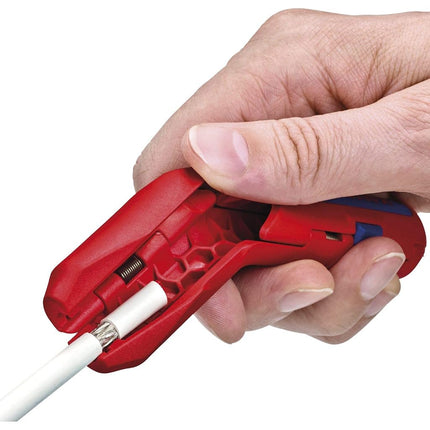 KNIPEX Ergostrip Universal Stripping Tool for Right-Handers, 135 mm, Round Cable, Coax Cables, Data Cables, Wire Stripper, 16 95 01 SB