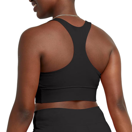 Hanes Women's Originals Bralette, Pullover Cotton Longline Bra with Moderate Support Sports, Opaque, Black, XL