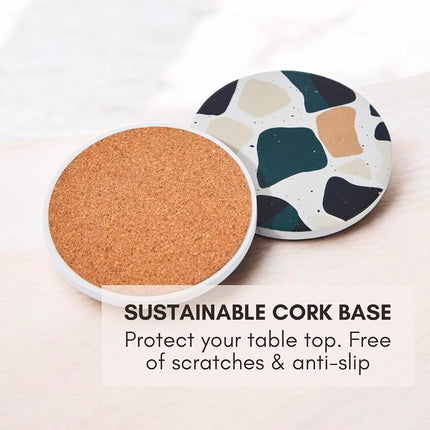 Terrazzo Coasters Set of 6, Colorful Boho Absorbent Ceramic Coasters