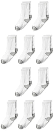 The Children's Place Calcetines tipo tripulación para niño pequeño, paquete de 10, blanco, 4T