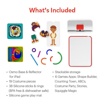 Osmo - Little Genius Starter Kit for iPad + Early Math Adventure - 6 Educational Learning Games - Ages 3-5 - Counting, Shapes, Phonics & Creativity (Osmo iPad Base Included) (Amazon Exclusive)
