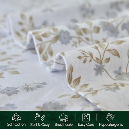 Elegant Comfort Ultra Soft 4-Piece 100% Turkish Cotton Flannel Sheet Set - Holiday Christmas Flannel Sheets, Warm and Cozy Premium Quality, Deep Pocket Fitted Sheet- Queen, Maya Flower