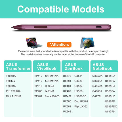Stylus Pen for ASUS Zenbook/Vivobook Flip/Pro/Duo/Notebook, MPP 2.0, Red