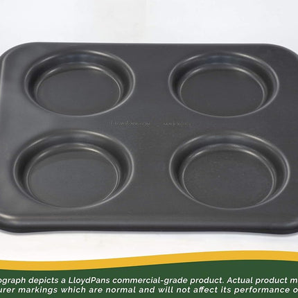 LloydPans Egg Pan, 9.5 x 11 Inch 4-Cavity Round Egg Pan, Pre-Seasoned PSTK