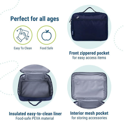 Wildkin Kids Insulated Lunch Box – Durable and Reusable for School & Travel - Rip-Stop Blue