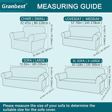 Granbest Premium Water Repellent Sofa Cover High Stretch Couch Slipcover Super Soft Fabric Couch Cover (Black, X-Large)