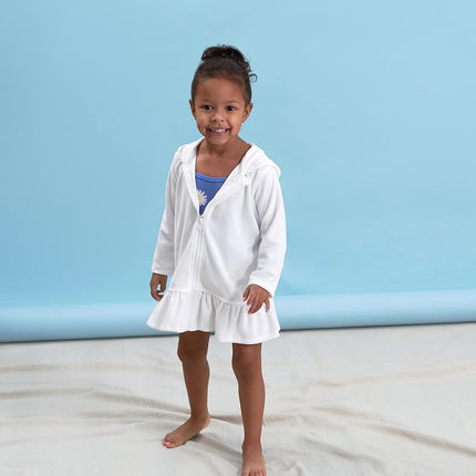 Baby & Toddler Girls Pink Zipper Hoodie Terry Coverup, White, 3T