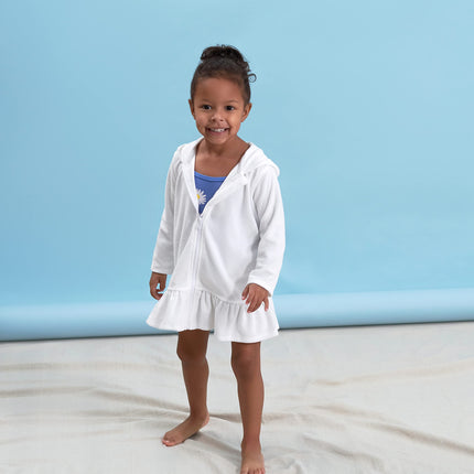 Gerber Baby-Girls Traje de baño con capucha y cremallera de felpa para niña, blanco, 4T