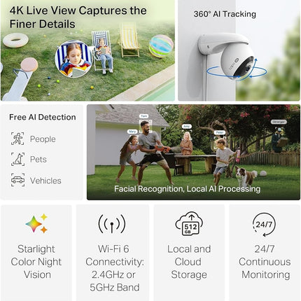 Tapo 4K 8MP Pan/Tilt Outdoor Security Camera, 360° View, C560WS