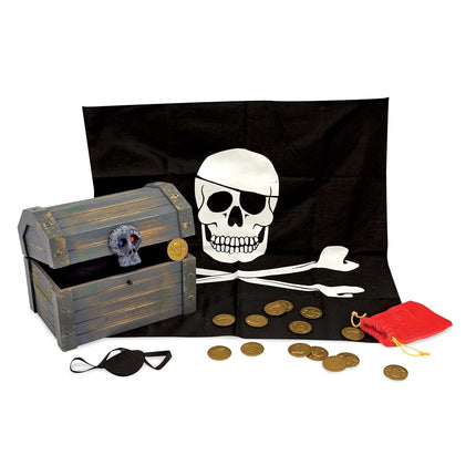 Melissa & Doug Wooden Pirate Chest (Pretend Play Treasure Chest Set, Pirate Dress-Up Accessories)