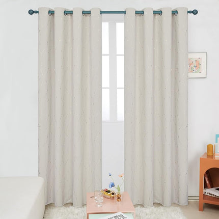 Deconovo Blackout Curtains - Thermal Insulated, Noise-Reducing Window Drapes for Bedroom, Living Room -2 Panels, Beige, 52W x 84L