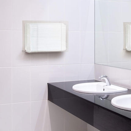 Paper Towel Dispenser by Oasis Creations, Holds 250 Paper Towels, Wall Mounted, Countertop Paper Towel Dispenser, Universal Paper Towel Holder- Clear