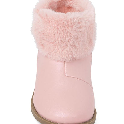 Gymboree Girl's and Toddler Short Ankle Boots Fashion, Pink Fur, 5 Toddler