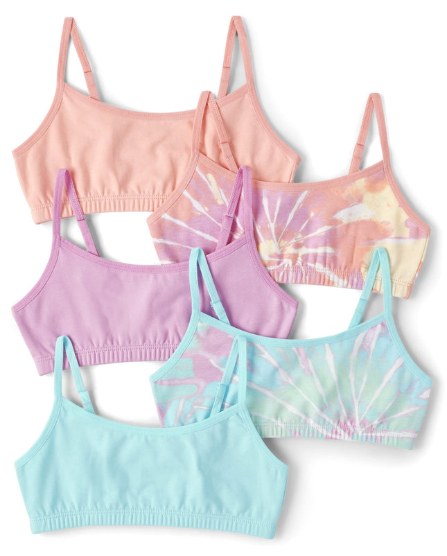 The Children's Place Girls' Bralette, Tie Dye 5-Pa