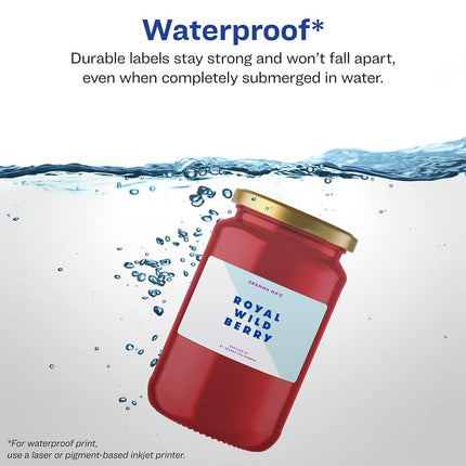 Avery Durable Waterproof Rectangle Labels with Sure Feed, 2" x 2.75", 200 Oil and Tear-Resistant Waterproof Labels, Print-to-The-Edge, Laser/Pigment-Based Inkjet Printable Labels