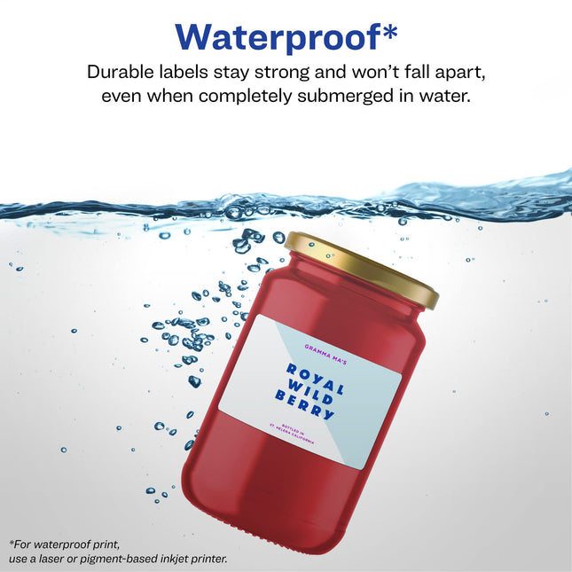 Avery Durable Waterproof Rectangle Labels with Sure Feed, 2-1/3" x 3-3/8", 150 Oil and Tear-Resistant Waterproof Labels, Print-to-The-Edge, Laser/Pigment-Based Inkjet Printable Labels