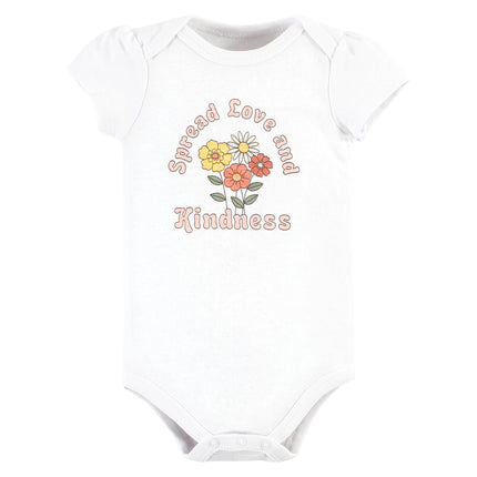 Hudson Baby Unisex Baby Cotton Bodysuits, Peace Love And Flowers, 6-9 Months, Peace Love and Flowers, 6-9 Months