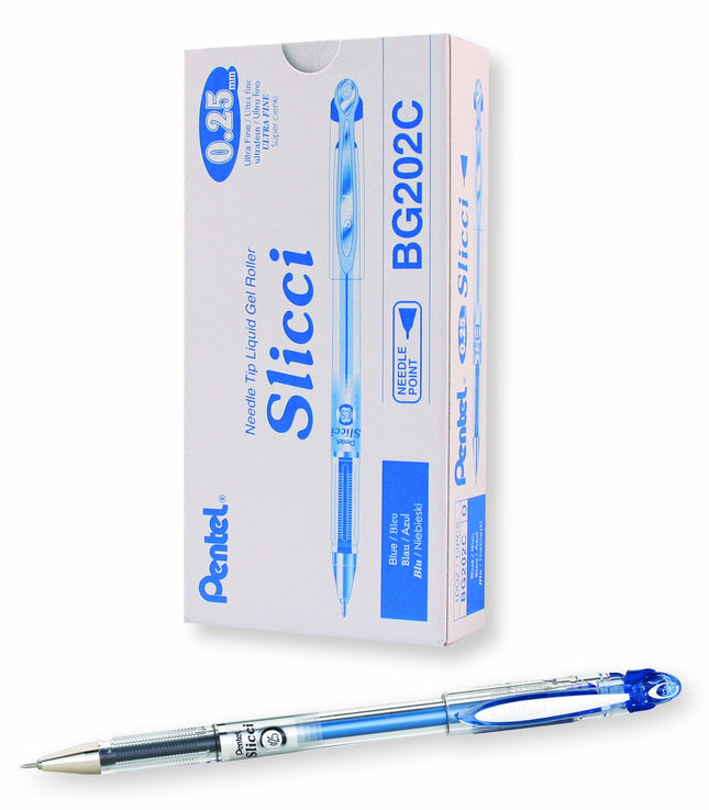 Pentel Arts Slicci 0.25 mm Extra Fine Gel Pen, Blu