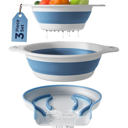 Collapsible Colanders (2 Pack Set) Food Strainers 