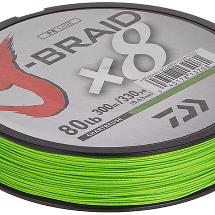 J-BRAIDX8, Filler Spool, Chartreuse, Mono Dia.= 4lb.