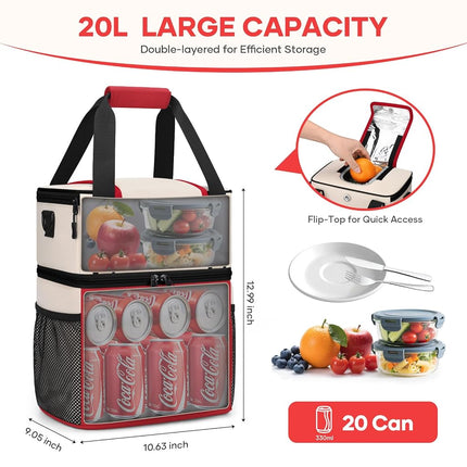 Maelstrom Fiambrera para Mujer, Bolsa de Almuerzo Aislada de 20L para Hombre, Bolsa Térmica de Doble Cubierta a Prueba de Fugas, Nevera Portátil Blanda con Tapa Abatible de Acceso Rápido