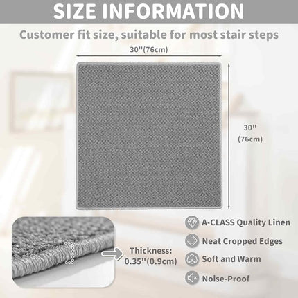 Brakki Bullnose Carpet Stair Treads, Non Slip Landing Mat for Wooden Steps