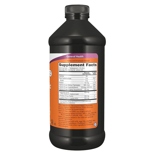 Now Foods Liquid Hyaluronic Acid Plus Nutritional Supplement, 16 Ounce