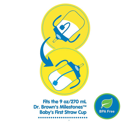 Kit de remplacement de paille pour la tasse à paille Dr. Brown's Baby's First avec une paille et une brosse de nettoyage, sans BPA
