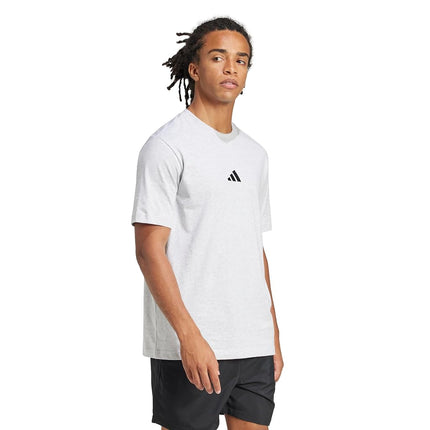 adidas Men's Essentials Small Logo Sportswear T-Shirt, Light Grey Heather/Black, XX-S