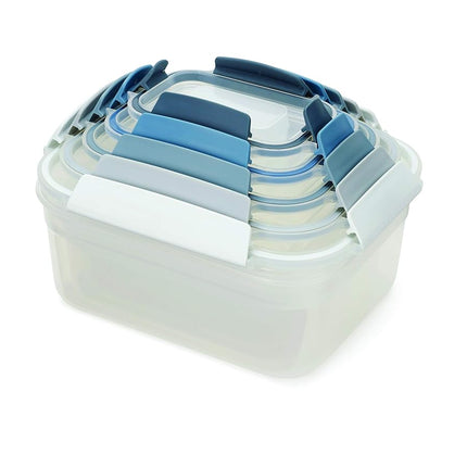 Joseph Joseph Nest Lock Plastic BPA Free Food Storage Container Set with Lockable Airtight Leakproof Lids, 10-Piece, Sky