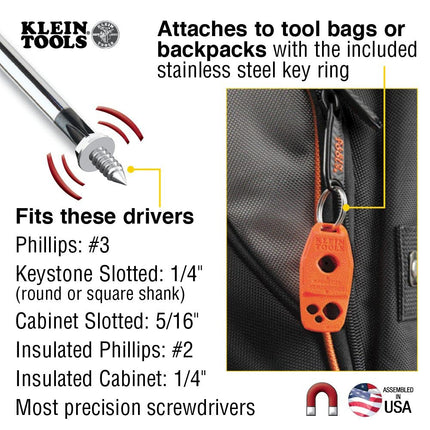 Klein Tools MAG2 Demagnetizer/Magnetizer for Screwdriver Bits and Tips, Makes Tools Magnetic with Powerful Rare-Earth Magnet