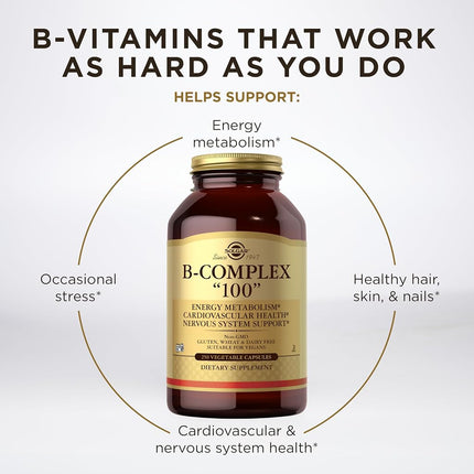 Solgar - B-Complex "100" Vegetable Capsules 250 Count