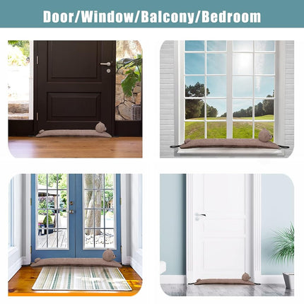 Marwood Bear Door Draft Stopper, 32 inch, 2.2lb, Polyester, Cute Bear, for Door & Window, Wind Stopper, Noise Blocker, with Hanging Loops