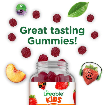 Lifeable Vitamin D3 1000 IU + K2 100mcg - for Kids - Great Tasting Natural Flavor Gummy Supplement Vitamins - Gluten Free Vegetarian and Non-GMO Chewable - for Strong and Healthy Bones - 60 Gummies