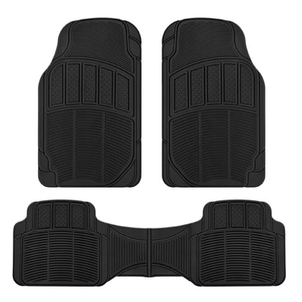 BDK 3-Piece ProLiner Heavy Duty Front & Rear Rubber Floor Mats, Universal Fit Liners for Cars SUVs T