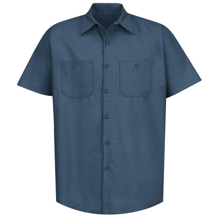 Red Kap Men's Industrial Work Shirt, Regular Fit, Short Sleeve Utility Button, Dark Blue, Medium
