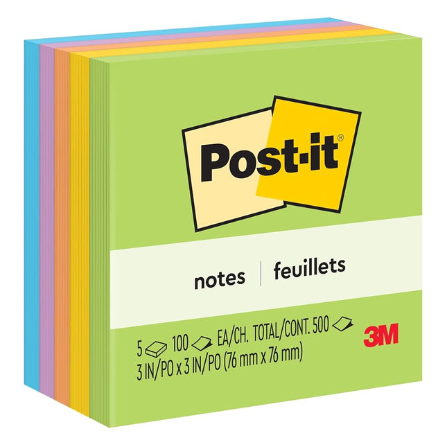 Post-it Notes, 3 in x 3 in, 5 Sticky Notes Pads, 100 Sheets per Pad, Floral Fantasy Collection, School Supplies and Oﬃce Products
