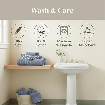 Amrapur Pacific Coast Textiles 6 Pc Yarn Dyed Towel Oxford Blue, 6-Piece