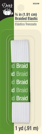 Dritz 9334W Braided Elastic, White, 3/4-Inch by 1-Yard