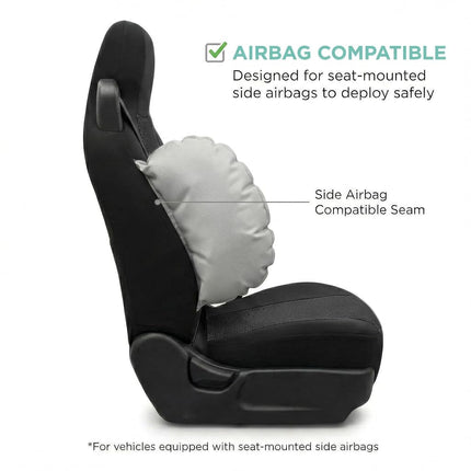 FH GROUP Front Set Cloth Car Seat Covers for Bucket Seats, 2 Piece Universal Fit, Washable Seat Covers for SUV, Sedan, Van in Black