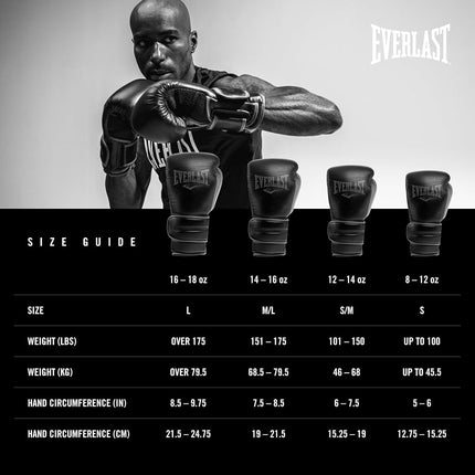 Everlast Powerlock 2R 12oz Boxing Gloves (Black), Muay Thai, Men, Women