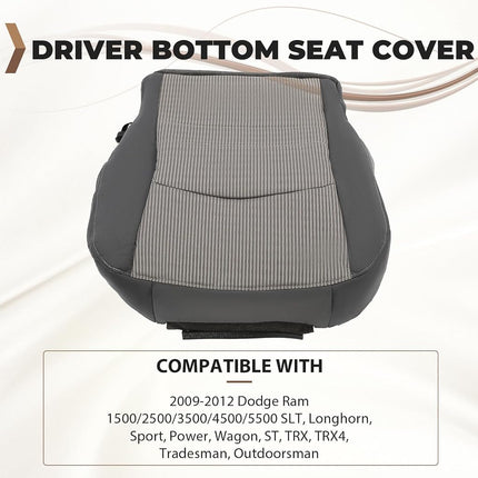 ECOTRIC Car Seats Cover, Driver Side Bottom Cloth Seat Cover for 2009 2010 2011 2012 Dodge Ram 1500 SLT - LH Side Dark Gray