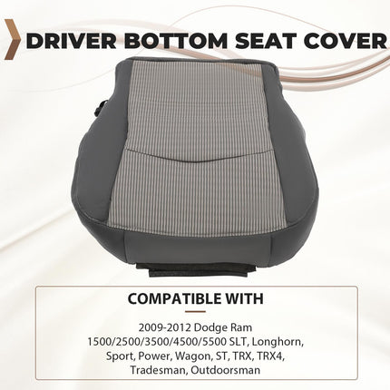 ECOTRIC Car Seats Cover, Driver Side Bottom Cloth Seat Cover for 2009 2010 2011 2012 Dodge Ram 1500 SLT - LH Side Dark Gray
