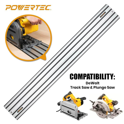 POWERTEC 72199 Kit Rail de guidage et serre-joints de 279,4 cm pour scies plongeantes DeWalt, comprend 2 rails de guidage de 139,7 cm, (1) raccord de rail de guidage et (2) serre-joints à dégagement rapide pour les projets de menuiserie